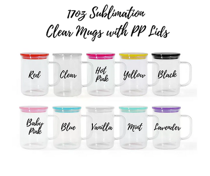 17oz Clear Mug with Plastic Lid and Straw