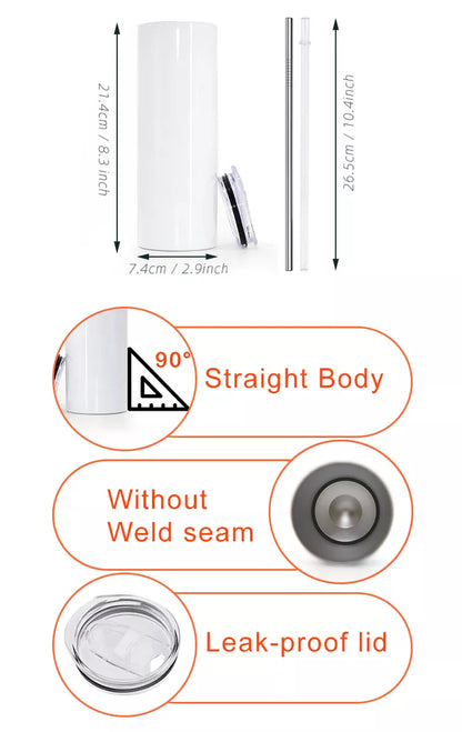 20oz Dual Lid White Sublimation Tumbler