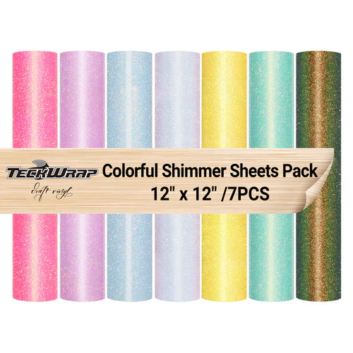 Teckwrap Colourful Shimmer Sheet Pack 12" x 12" x 7 Sheets