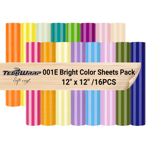 Teckwrap 001 Economical Bright Colour Sheet Pack 12" x 12" x 16 Sheets