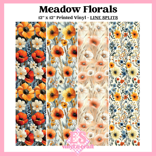 Meadow Florals - Line Split - 12" x 12" Sheet