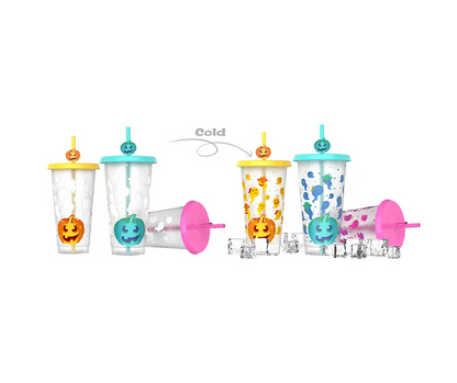 24oz Cold Colour Change Halloween Cold Cups Straw Topper