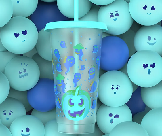 24oz Cold Colour Change Halloween Cold Cups Straw Topper