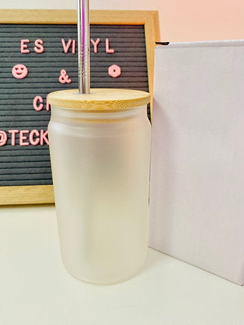 Libbey Frosted 16oz - Vinyl, UVDTF or Sublimation - Plastic Straw
