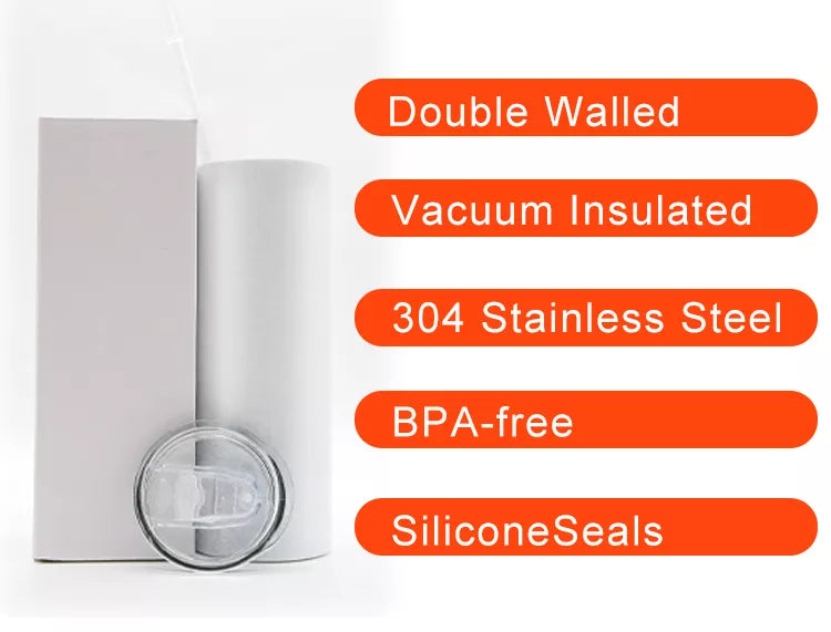 20oz Dual Lid White Sublimation Tumbler