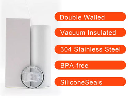 20oz Dual Lid White Sublimation Tumbler