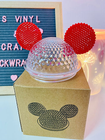 Mouse Ears Snowglobe Lid - Clear & Red