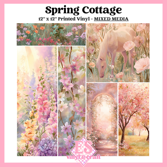 Spring Cottage - Mixed Media Vinyl - 12" x 12" Sheet