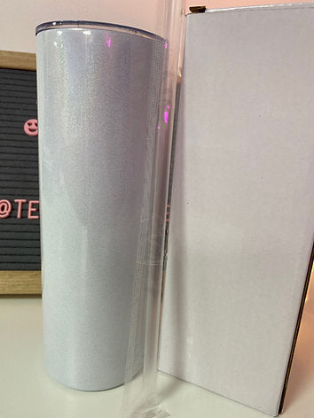 20oz White Glitter Sublimation Tumbler