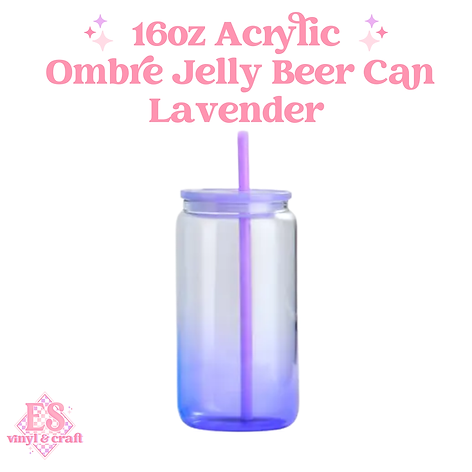 16oz Ombre Jelly Plastic Beer Can with Matching Plastic Lid and Straw