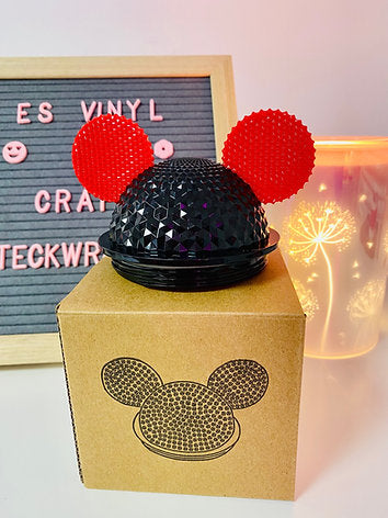 Mouse Ears Snowglobe Lid - Black & Red