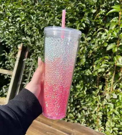 Snowglobe Double Wall Clear Insulated Pre Drilled Boba Tumbler