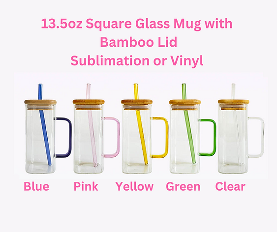 Square Glass Mug with Bamboo Lid 13.5oz