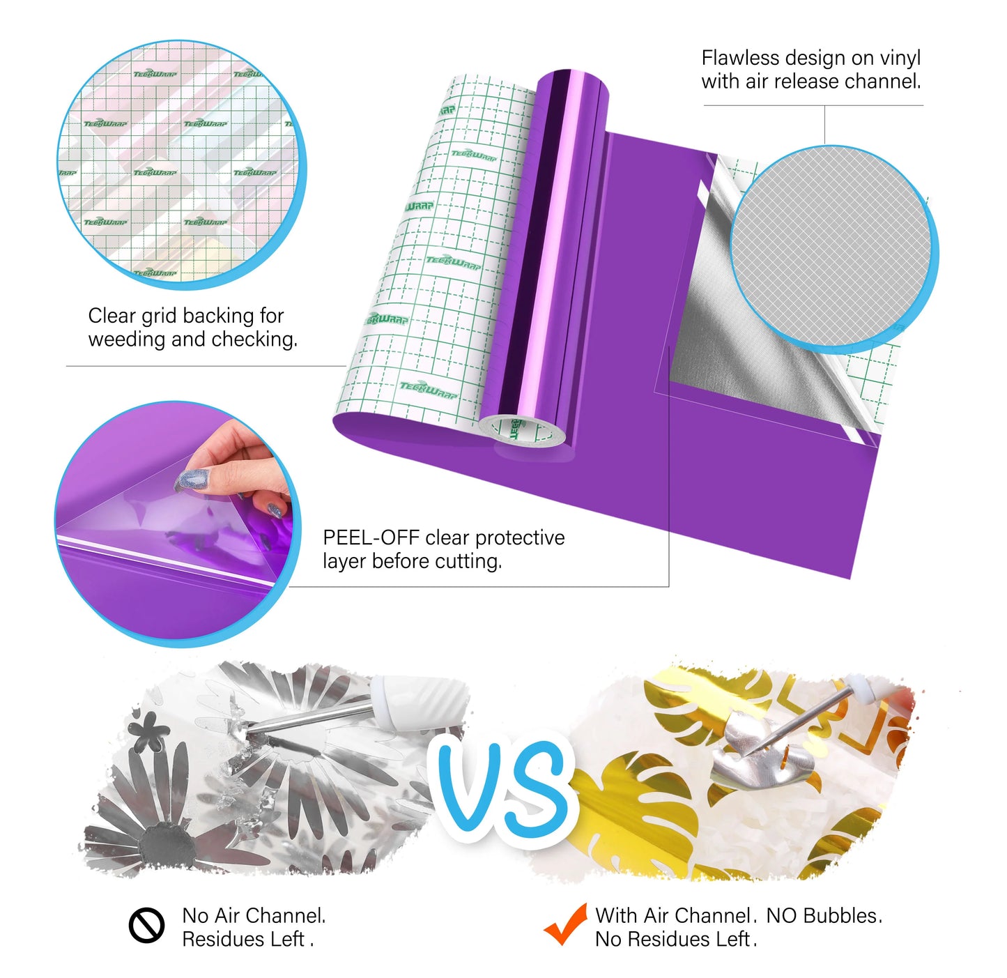 Bubble Free Mirror Chrome Roll Bundle (10 Rolls)