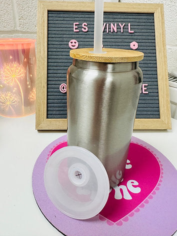 Stainless Steel 16oz Double Wall Vacuum Insulated Beer Can - 2 Lids