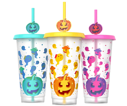 24oz Cold Colour Change Halloween Cold Cups Straw Topper
