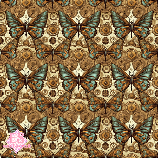 Steampunk Butterflies Collection - UV Printed Vinyl 12" x 12" Sheet