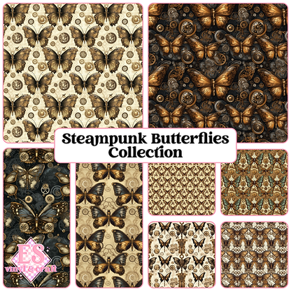 Steampunk Butterflies Collection - UV Printed Vinyl 12" x 12" Sheet