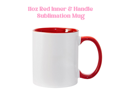 11oz Red Inner and Handle Sublimation Mug