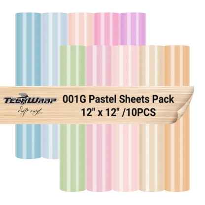 Teckwrap 001 Matte or Glossy Pastel Sheet Pack 12" x 12" x 10 Sheets