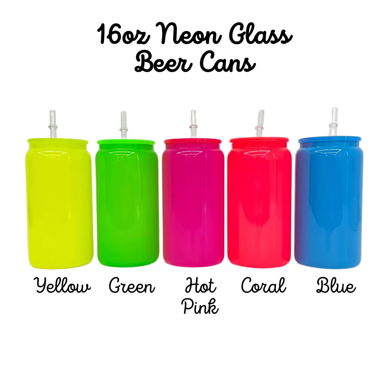 16oz Neon Coloured Beer Cans with Plastic Coloured Lid Sublimation