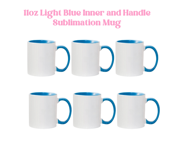11oz Light Blue Inner and Handle Sublimation Mug