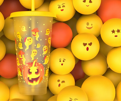 24oz Cold Colour Change Halloween Cold Cups Straw Topper