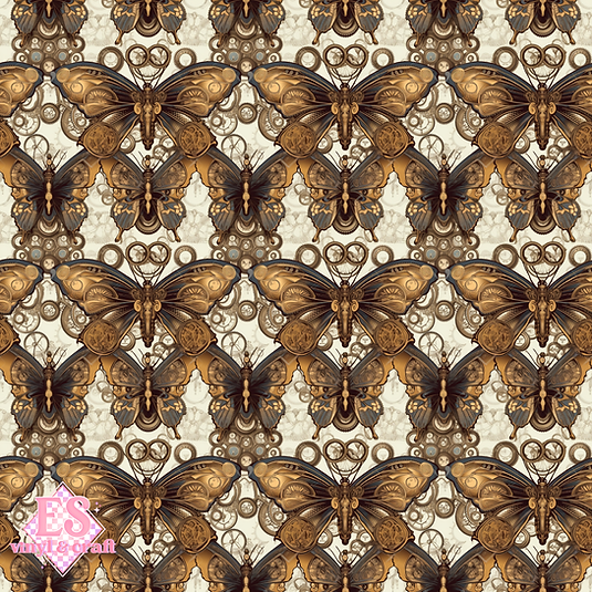 Steampunk Butterflies Collection - UV Printed Vinyl 12" x 12" Sheet