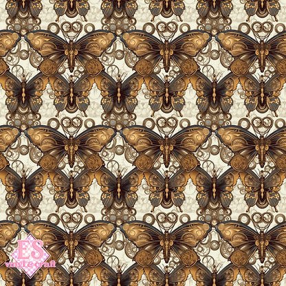 Steampunk Butterflies Collection - UV Printed Vinyl 12" x 12" Sheet