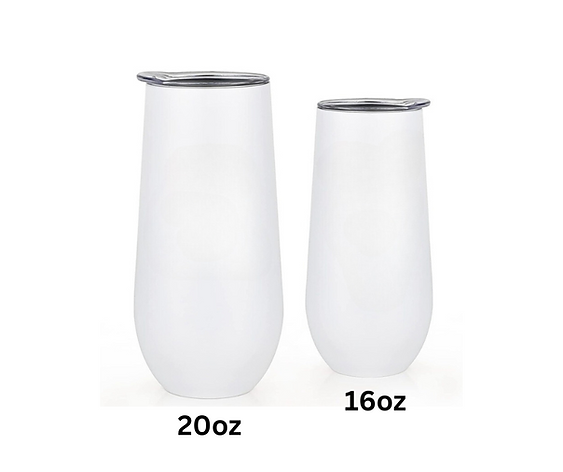 White Champagne Tumbler 16oz or 20oz