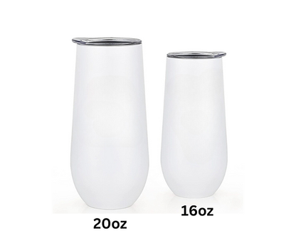 White Champagne Tumbler 16oz or 20oz