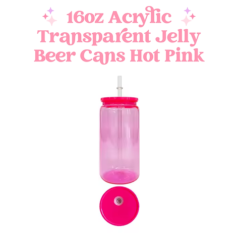 16oz Transparent Acrylic Coloured Plastic Beer Can with Plastic Lid and Straw