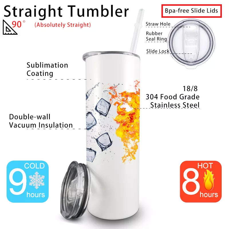 20oz Dual Lid White Sublimation Tumbler