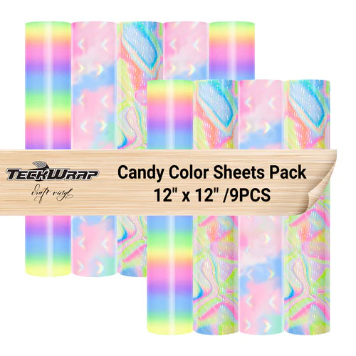 Teckwrap Candy Colour Sheet Pack 12" x 12" x 9 Sheets