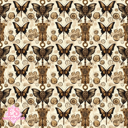 Steampunk Butterflies Collection - UV Printed Vinyl 12" x 12" Sheet