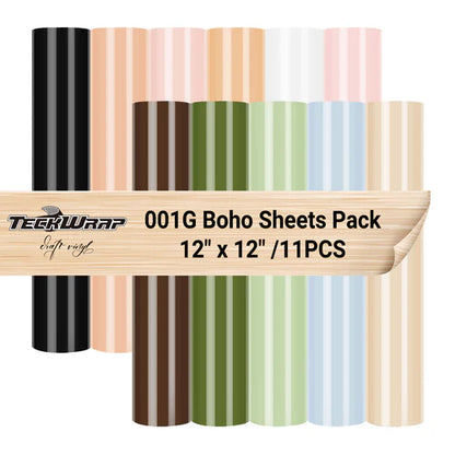 Teckwrap 001 Matte or Glossy Boho Sheet Pack 12" x 12" x 11 Sheets