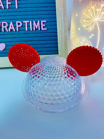 Mouse Ears Snowglobe Lid - Clear & Red