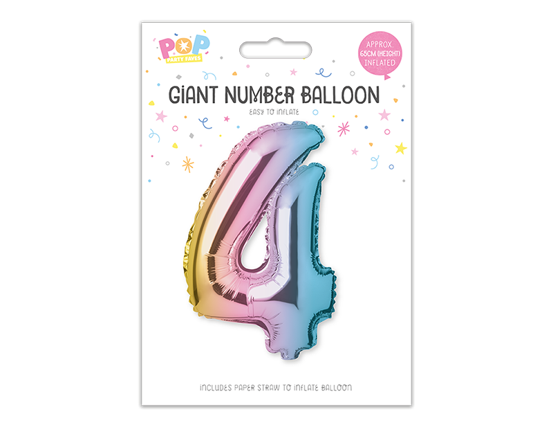 Multicoloured Foil Number Balloon 65cm image 4
