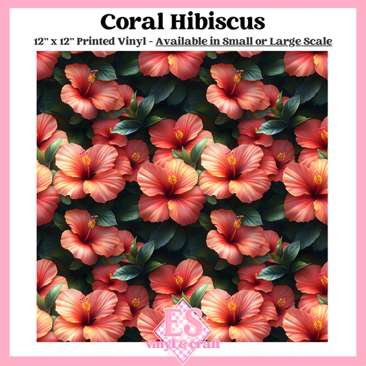 Coral Hibiscus - Small or Large Scale Options - 12" x 12" Sheet image 0