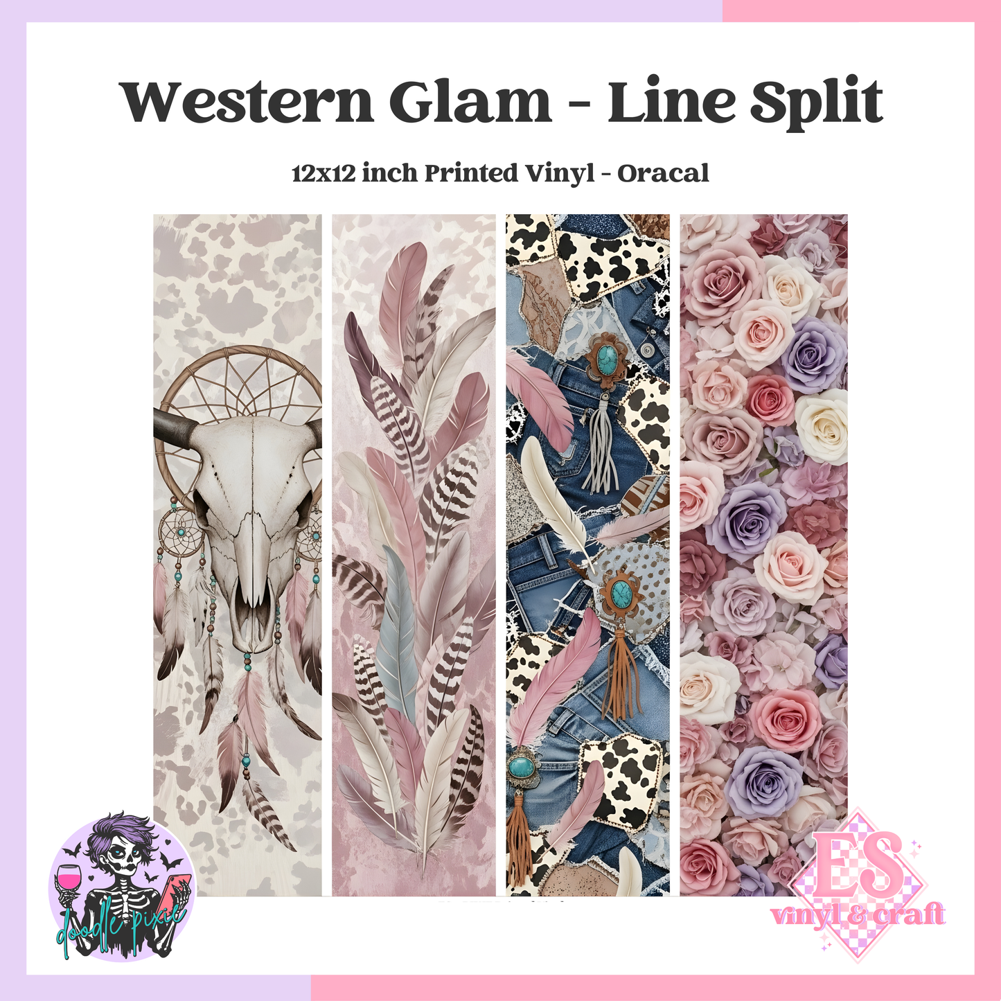 Western Glam - Line Split 12" x 12" Printed Vinyl image 0