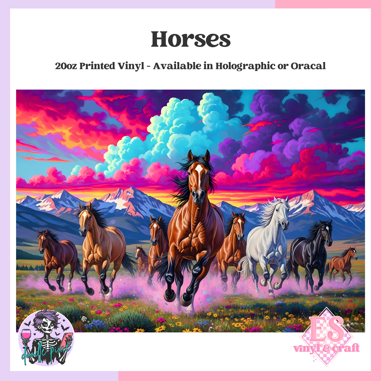 Horses - 20oz Printed Tumbler Self Adhesive Vinyl image 0