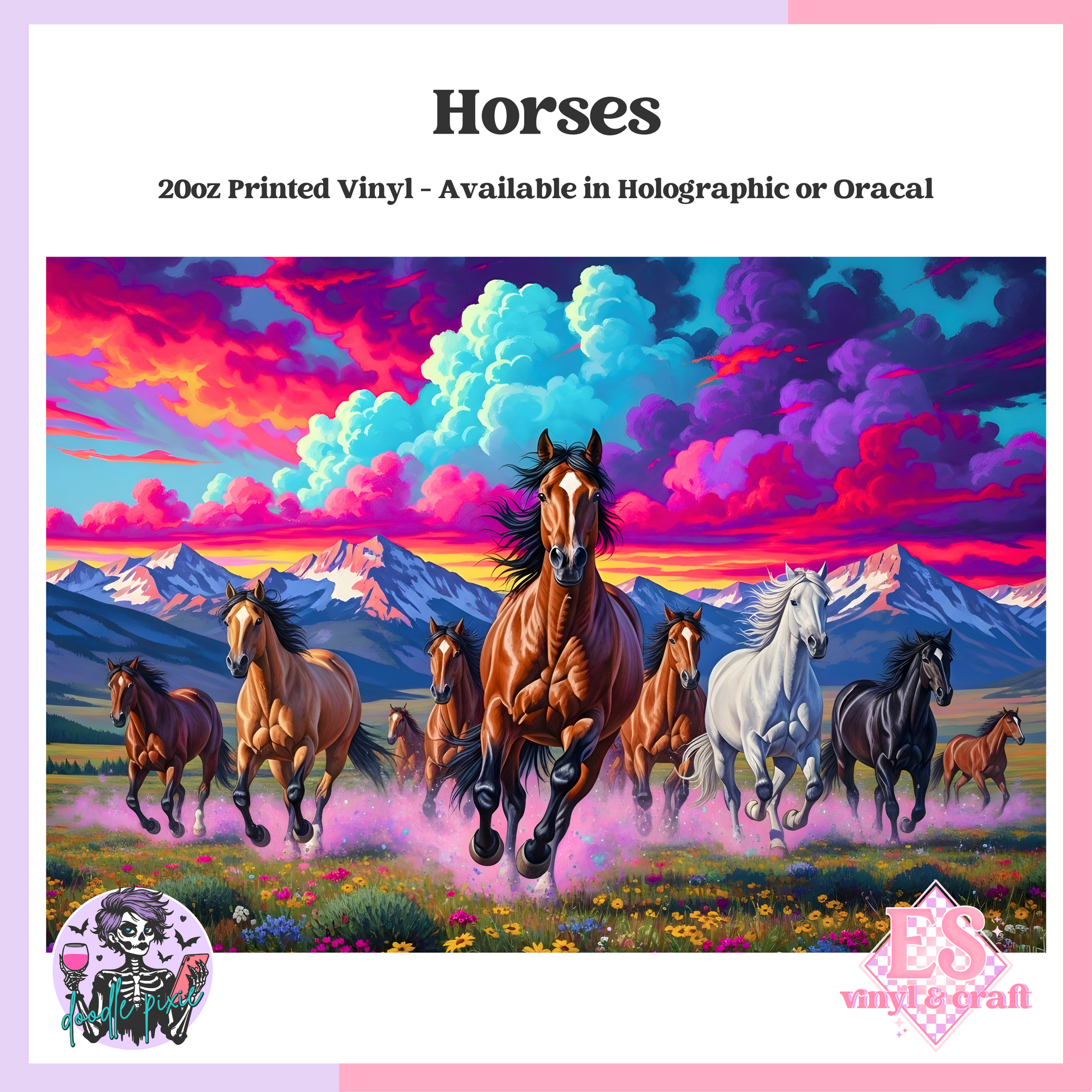 Horses - 20oz Printed Tumbler Self Adhesive Vinyl image 0