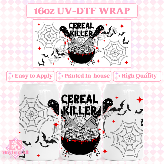 Cereal Killer Red Drip - 16oz Beer Can / Libbey UV-DTF Transfers image 0