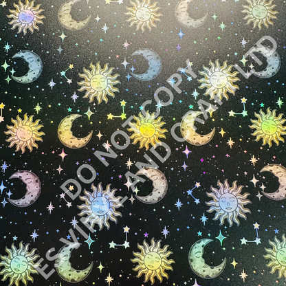 Sun and Moon - Holographic or Normal Printed Vinyl (A4 or 12" x 12" Sheet) image 1
