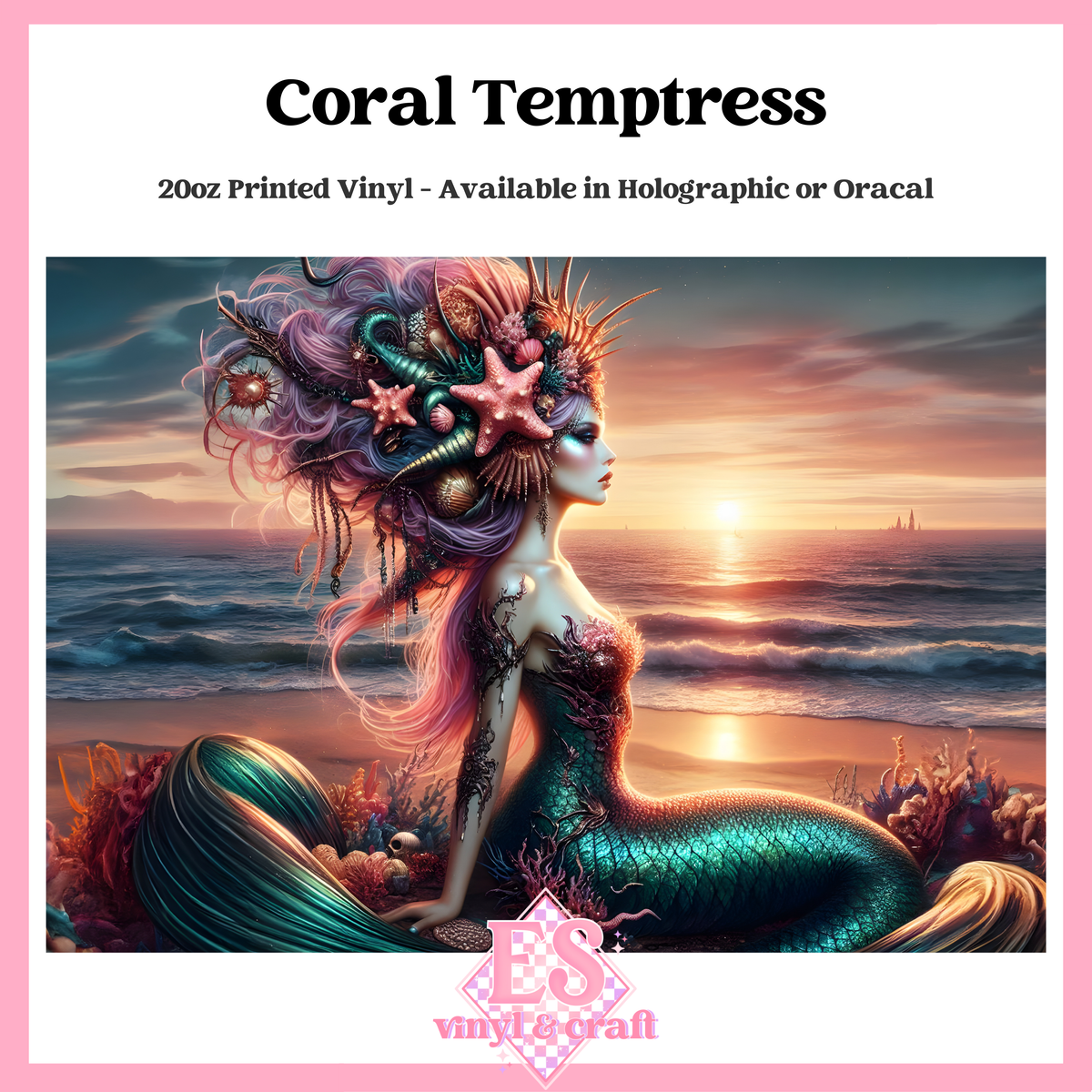Coral Temptress - 20oz Printed Tumbler Self Adhesive Vinyl image 0