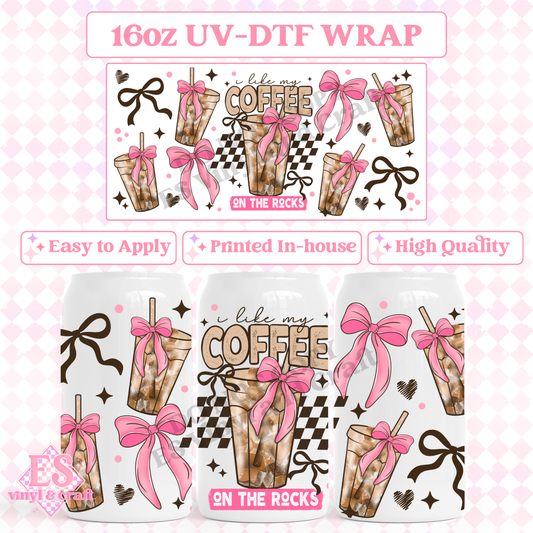 Iced Coffee on the Rocks - 16oz Beer Can / Libbey UV-DTF image 0