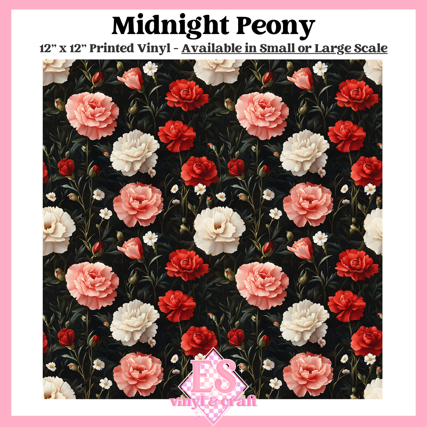Midnight Peony - Small or Large Scale Options - 12" x 12" Sheet image 0