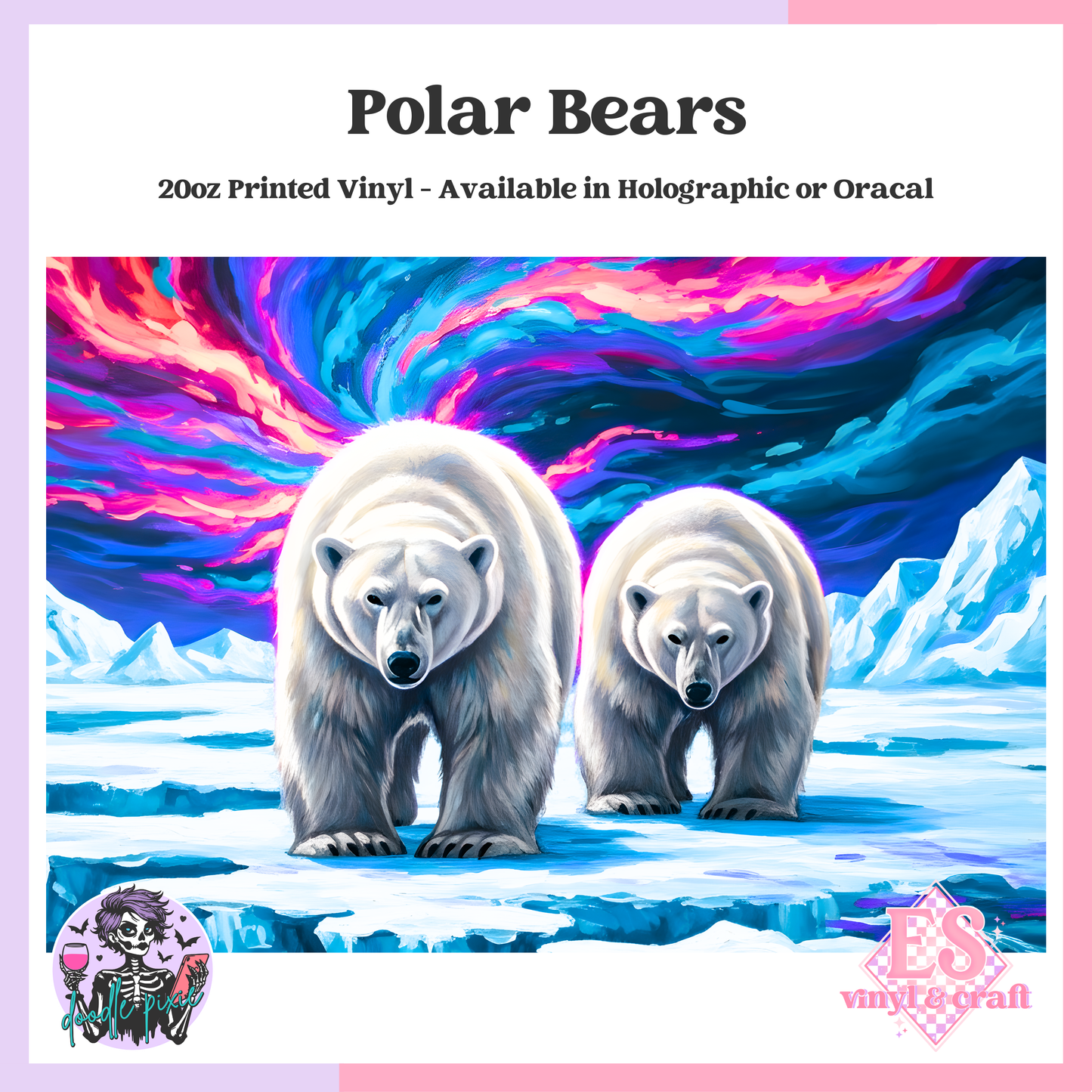 Polar Bears - 20oz Printed Tumbler Self Adhesive Vinyl image 0