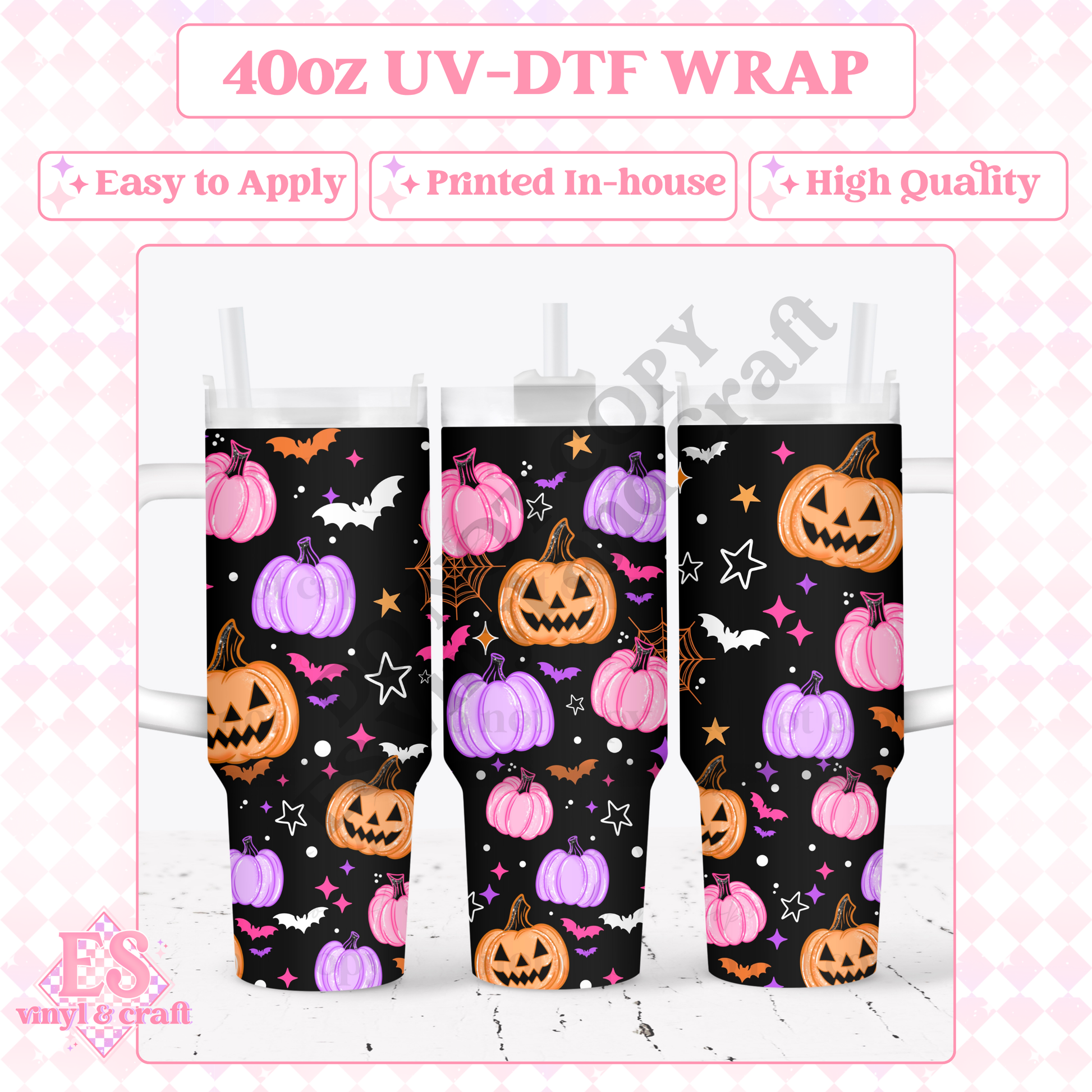 Colourful Pumpkins - 40oz Tumbler Wraps - UV-DTF (2 Wraps - Top an image 0