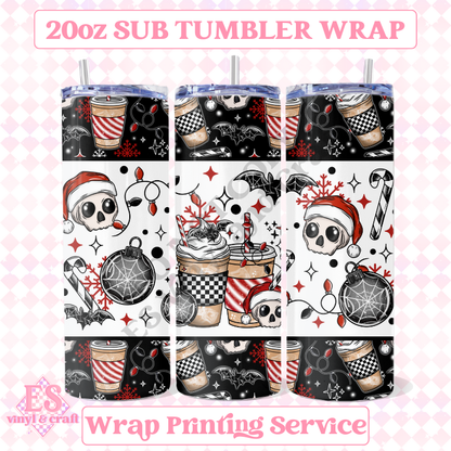 Spooky Christmas Coffee - Full 20oz Tumbler Sublimation Ready Print image 0